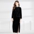 Real time spot autumn outfit new standing collar nail bead ruffle velvet top half skirt two-piece set