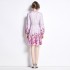 Real time spot new 2024 spring style retro temperament elegant stand up collar waist slimming print large swing dress