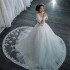 2024 New Summer One Shoulder V-neck Lace Mid Waist Large Tail African Stand Neck White Adult Wedding Dress