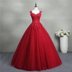 Wedding Dress 2024 New Red Yarn Bridal Princess Dreamy Flower Buds V-neck Spring Towing Puffy Skirt for Women