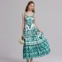 Bohemian style printed camisole dress for women in summer with a sense of luxury, light luxury, socialite with a waist cinched temperament, big swing long skirt