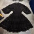 New summer light luxury classic lantern sleeve patchwork hollow lace large swing short dress A2 # 3355