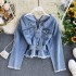 Cowboy jacket for women in early spring 2020, new style with careful buttons, chic Hong Kong style cardigan, tie up and slimming shirt top