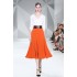 Real time stock 2022 new product small fresh white shirt+orange patchwork skirt two-piece set