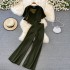 Fashion suit women's camisole vest short V-neck shirt jacket three piece set high waist hanging feeling wide leg long pants summer