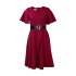 D297P Belt 2022 Cross border Summer New European and American Women's Trumpet Sleeves Solid Color Large African Foreign Trade Dress