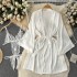 Pure Desire Style Pajama Set Women's Lace Strap High Fork jumpsuit+Long Bat Sleeve cardigan shawl two-piece set