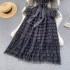 Palace style dress for women with sweet fungus edge lace fairy dress and sexy perspective polka dot mesh dress