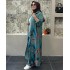 Cross border foreign trade spot women's clothing 2024 loose new fashion printed long cardigan casual wide leg pants two-piece set