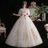 Main wedding dress French Hepburn light 2024 new bride simple V-neck outdoor veil plus size wedding dress covers arms super fairy