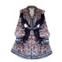 Palace style small dress for socialites, high-end formal dress, short stature, retro printed breasted temperament, women's dress