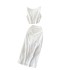 High Cold Queen Internet Celebrity Set Solid Color Round Neck Tank Top Short Top High Waist Bag Hip Middle Long Dress Two Piece Set for Women