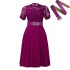 D499 European and American women's clothing 2024 new short sleeved lace patchwork pleated African dress cross-border dress