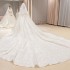 Long sleeved French light main wedding dress 2024 new summer bride wedding temperament dreamy palace starry sky trailing wedding dress