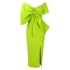 D395 party dress, foreign trade women's sexy big bow slit dress, hip hugging dress, European and American dress