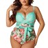 2024 new cross-border women's plus size one-piece bikini with nylon hard bag and chest tie printed women's swimsuit from Europe and America