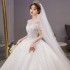 One shoulder light wedding dress 2024 new main veil bride summer French style women's big tail palace style travel photography wedding dress