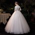 Winter Wedding Dress 2024 New Bridal Long Sleeve Summer V-neck Flat White Thick Warm Starry Sky Fantasy Autumn and Winter