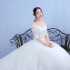 One shoulder wedding dress for brides 2024 new long tailed dreamy princess Korean style long sleeved slimming wedding dress