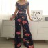 AliExpress Cross border 2024 European and American Women's Fashion One Shoulder Printed Temperament Comfortable and Casual High Waist jumpsuit for Women