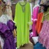 Vietnamese style ostrich fur decorative dress with cuffs, heavy duty collar with diamond inlaid loose long skirt A2 # 8073