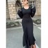 Amazon Women's Wear 2024 Autumn New Knitted Slimming Hip Show Tail Dress Long Skirt in Europe and America