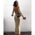 2023 Autumn New European and American Cross border Sexy Bag Hip Women's Clothing with Lotus Leaf Edge Long Sleeve Knitted Long Skirt Dress in Stock