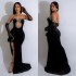 C6786 Cross border AliExpress Amazon European and American Fashion Women's Solid Color Sexy strapless Hot Diamond Long Dress