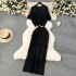 Korean style set 2024 new women's spring style hollow knitted sweater versatile long skirt two-piece skirt set trendy