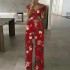 AliExpress Cross border 2024 European and American Women's Fashion One Shoulder Printed Temperament Comfortable and Casual High Waist jumpsuit for Women