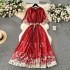 European plus size women's clothing with high-end printing, heavy nail bead pleating, long dress, pleated skirt, elegant dress for women