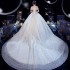 One shoulder French style lightweight wedding dress 2024 new model with trailing starry sky, short bride, super fairy temperament, forest style dream