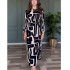 Spot European and American foreign trade 2024 spring/summer fashionable high-end geometric figure elegant temperament women's long dress