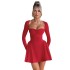 2024 new autumn cross-border European and American women's sexy solid color long sleeved strapless slim fit A-line short dress