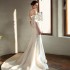 Satin Light Wedding Dress 2024 New Bridal One Shoulder Retro Fish Tail Simple and Elegant Wedding Dress