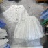 American style fashion, light luxury, generous hollow out short sleeved lace patchwork shirt+skirt set A2 # 8793