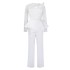 D439 independent station 2024 new long sleeved temperament mesh splicing nail bead slimming banquet oversized foreign trade jumpsuit