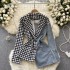 Light luxury European and American high-end suit jacket, women's irregular splicing denim design, explosive street princess temperament top, trendy