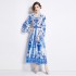 2024 V-neck printed chiffon print dress