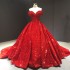 Foreign Trade Puffy Skirt 2024 Bridal Ball One Shoulder Red Dreamy Tail Wedding Dress Female Amazon eBay