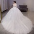 One shoulder light wedding dress 2024 new main veil bride summer French style women's big tail palace style travel photography wedding dress