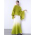 Factory direct sales of Miyake pleated gradient lace up short jacket+dyed pleated skirt in stock