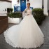 Foreign trade wedding dress 2024 round neck long sleeved lace slimming French bride style slimming trailing wedding dress