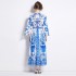 2024 V-neck printed chiffon print dress