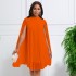 D400 Foreign Trade Women's 2023 New Style Stylish Chiffon Hoodie Cloak Bat Sleeve Large Cross border Dress