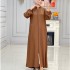 Middle East Dubai spot 2024 new fashionable women's stand up collar zipper pocket loose casual dress women's robe