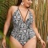 New European and American foreign trade swimsuit, female one-piece sexy plus size, fat woman, chubby MM, AliExpress snake patterned swimsuit