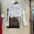 Australian niche tassel three-dimensional flower hand cut long sleeved heavy lace runway top A2 # 8683