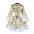 Floral series French court style dress, Western style bubble sleeves, buckle slim fit short A-line skirt, temperament dress