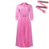 D522 Foreign Trade Women's Wear 2024 New Fashion Collar Long Sleeve High Waist Temperament Folded Solid Color African Dress